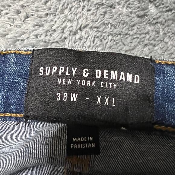 Supply & Demand Jeans Mens 38 XXXL (39x39)  Blue Straight Whisker - Picture 7 of 13
